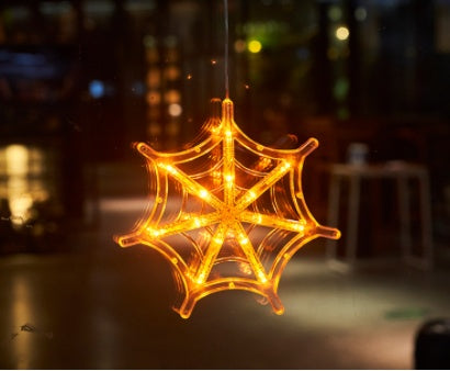Halloween Hanging LED Window Lights – Pumpkin, Spider & Ghost Decorations for Family Party & Home Décor