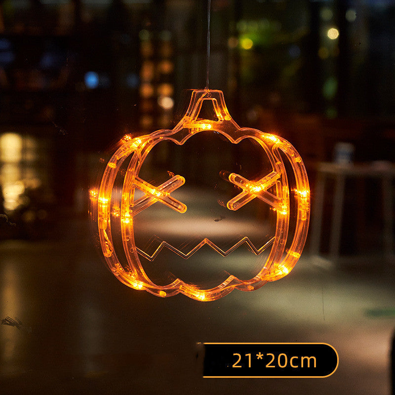 Halloween Hanging LED Window Lights – Pumpkin, Spider & Ghost Decorations for Family Party & Home Décor