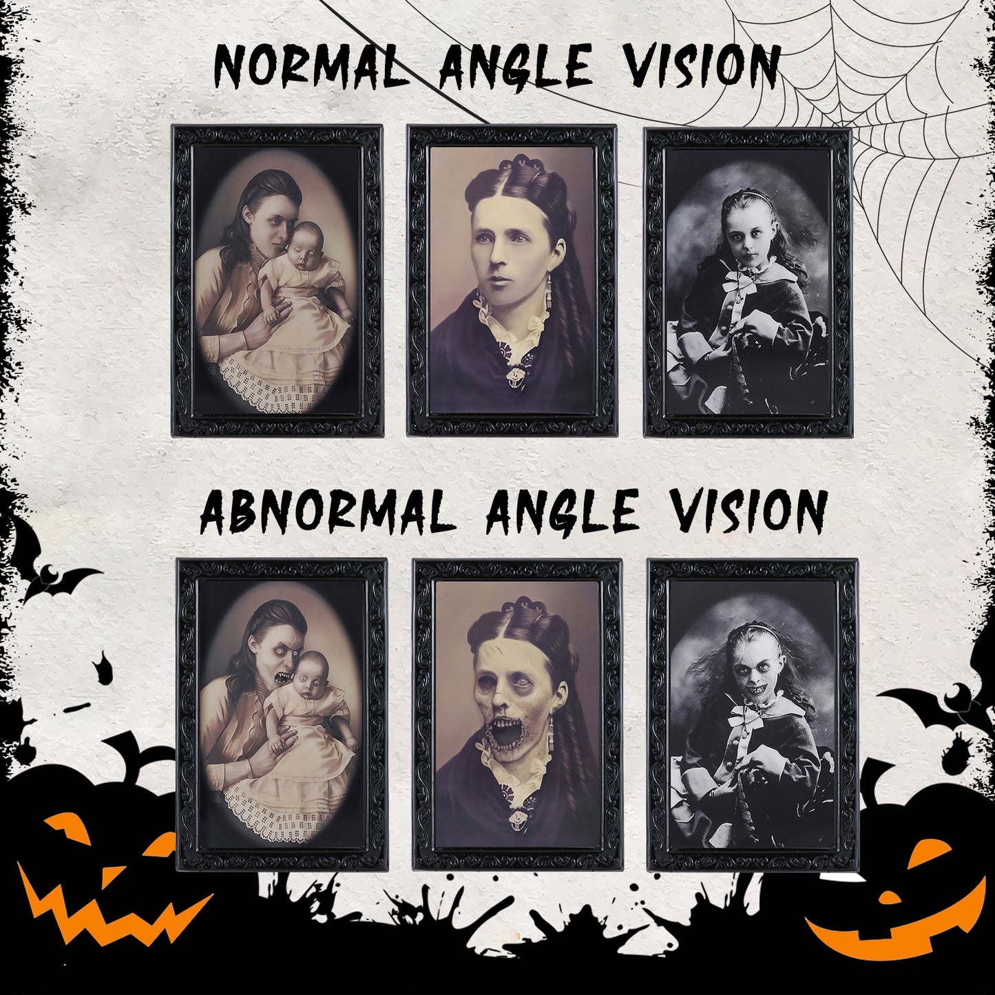 Halloween 3D Changing Face Portrait Frame – Spooky Haunted Wall Decoration, Horror Picture for Home, Party, Haunted House Decor