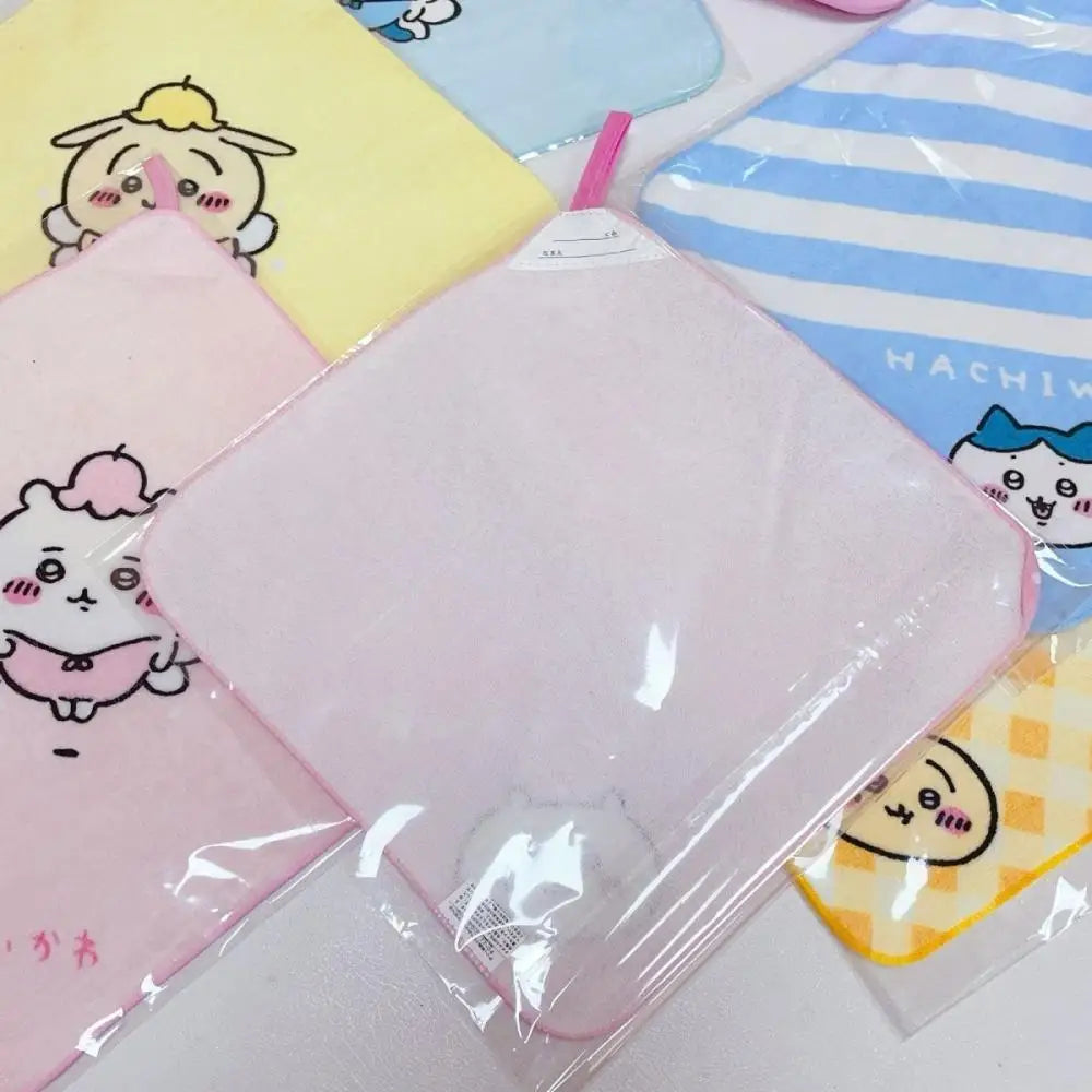 Chiikawa Cartoon Kawaii Handkerchief Pink Hachiware All Cotton Water Uptake Multifunctional Square Hand Towel