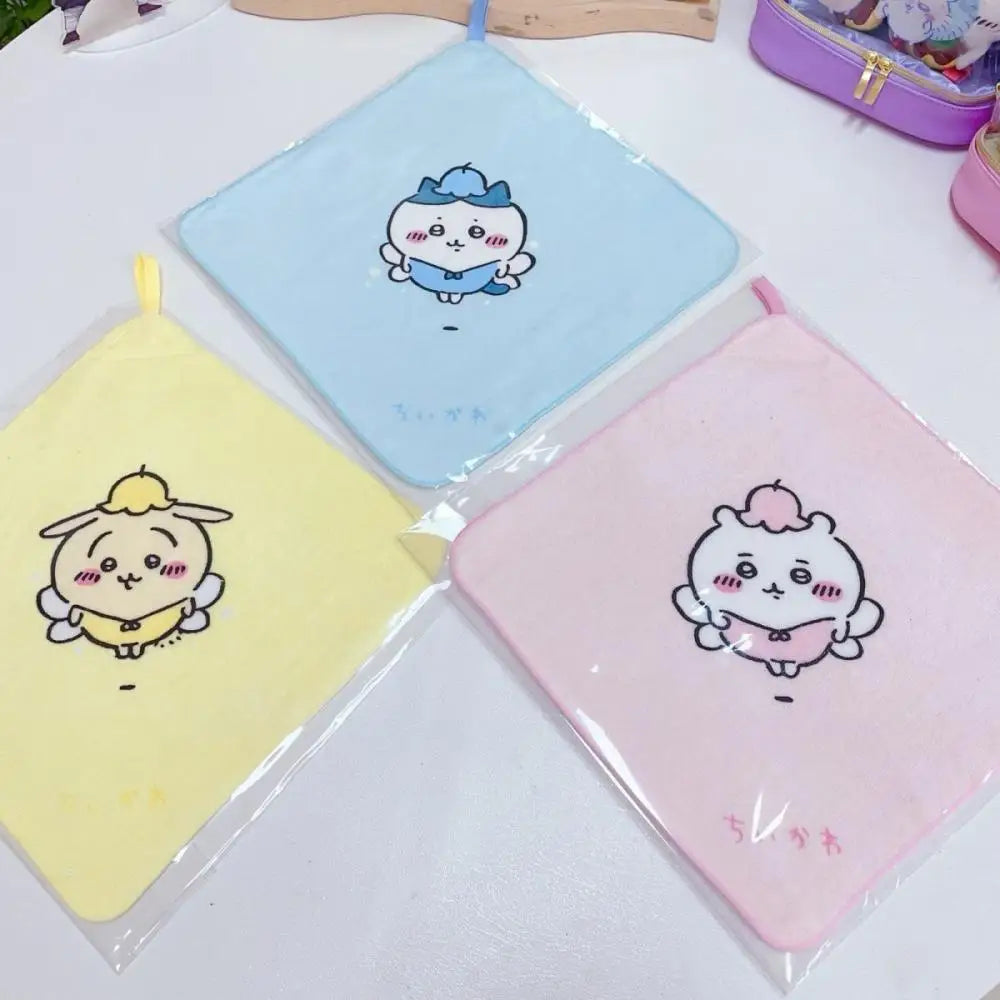 Chiikawa Cartoon Kawaii Handkerchief Pink Hachiware All Cotton Water Uptake Multifunctional Square Hand Towel